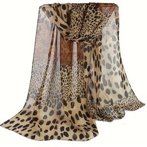 Leopard Print Sheer Scarf Wrap